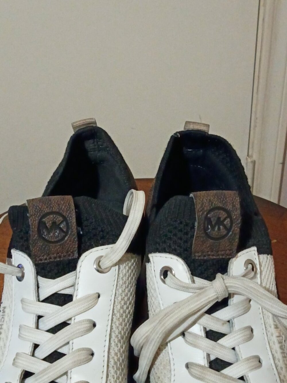 Michael Kors Billie White Gold Olive Leather Mesh Sneakers Women's Size 10M - Picture 7 of 14